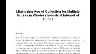 Minimizing Age of Collection for Multiple Access in Wireless Industrial Internet of Things [upl. by Niu584]