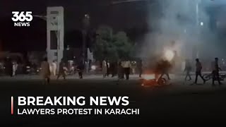 Lawyers protest in Karachi Block ShahraheFaisal  365 News [upl. by Akitnahs310]