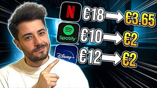 Come Avere Qualsiasi Abbonamento Come Netflix Spotify Disney Canva NordVPN Quasi GRATIS [upl. by Kimmie185]