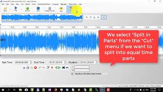 How to split audio file by time or into equal time parts with Simple MP3 Cutter Joiner Editor [upl. by Nahshon]