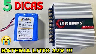 5 DICAS Bateria Litio 12v 4400mah Sanyo C Fio E Termo  Carregador [upl. by Ecnerrat]