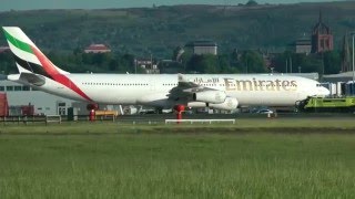 Emirates inaugral A340 at Glasgow Airport [upl. by Brasca]