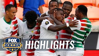 Suriname tops Guadeloupe in wild game two red cards four crossbars and a fight  2021 Gold Cup [upl. by Trixie788]