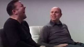 Karl Pilkington makes Ricky Gervais laugh hysterically [upl. by Oiluarb]