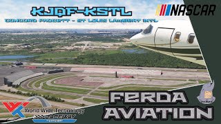 MSFS FERDA Moto NASCAR Charter  Real LJ35 Pilot Flies Flysimware Learjet 35A  KJQFKSTL [upl. by Devlen]