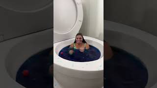 CRAZY SURPRISE FACE in Worlds Largest Toilet Eating Candy Challenge Blue Pool shorts [upl. by Ayita]