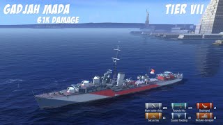 Gadjah Mada  Indonesian Destroyer 61k dmg Mvp  World of Warships Blitz [upl. by Mitchiner922]