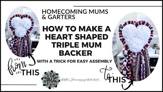 How to Make a Triple Heart Homecoming Mum Backer  Assembly Tips to Attach the Skirt to the Crown [upl. by Maleen]