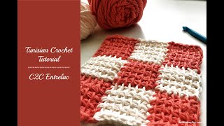 Tunisian Crochet Tutorial  C2C Entrelac  Right handed [upl. by Eiznik526]