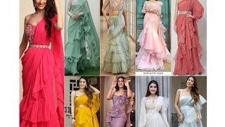 organza ruffle sarresIndian ruffle sareeready to wear designdesigner collectionviral sarres [upl. by Eward647]