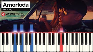 Amorfoda  Bad Bunny  Piano Tutorial  Partitura [upl. by Ronny]