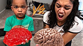 REAL FOOD VS GUMMY FOOD GROSS GIANT CANDY CHALLENGE  BEST CHEF MOMMY VS DJ EDITION [upl. by Heeley]