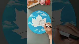 Painting with leaf 🌿🌿🌿shorts viral [upl. by Farlay]