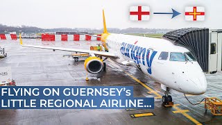 TRIPREPORT  Aurigny ECONOMY  London Gatwick  Guernsey  Embraer 195 [upl. by Nabroc]