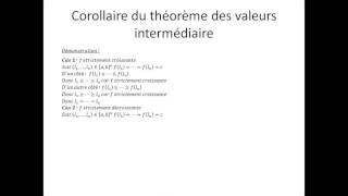 Corollaire du théorème des valeurs intermédiaires [upl. by Esorylime592]