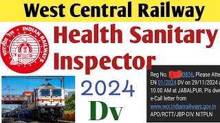 WCR Health Sanitary Inspector Vacancy 2024  Dv For Apprentice  Indian Railway latest Job [upl. by Nowaj601]