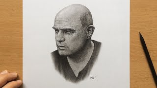 Marlon Brando Apocalypse Now  Charcoal Pencil Portrait [upl. by Ender413]