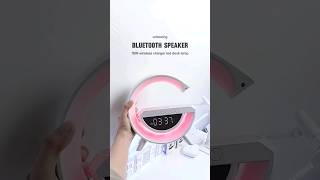 🍑 unboxing bluetooth speaker 15W wireless charger led desk lamp  its so cute speaker moonlamp [upl. by Richardo]