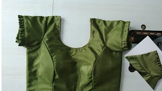 34quot size princess cut back hook with frill sleeve blouse full stitching tutorial [upl. by Anale]