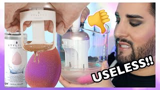 VIRAL BEAUTY SPONGE CLEANER  Testing the StylPro Squeeze does it really work [upl. by Tennek623]