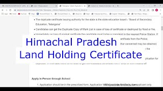 Himachal Pradesh  Apply Online Land Holding Certificate Online [upl. by Ause]