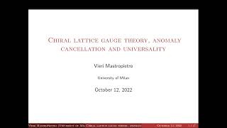 Vieri Mastropietro  Chiral Lattice Gauge Theory Anomaly Cancellation and Universality [upl. by Uhsoj]