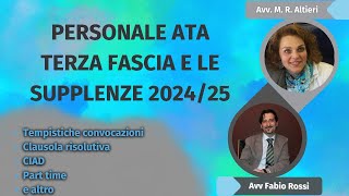 PERSONALE ATA TERZA FASCIA E LE SUPPLENZE 202425 scuola [upl. by Auvil878]