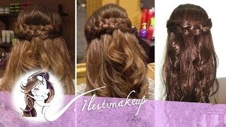 Peinado fácil Semirecogido con ondas y trenzas [upl. by Anaimad]