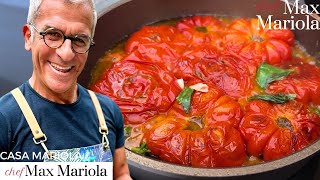 POMODORI A MEZZO  Pomodori Casalino al Forno e in Padella  Ricetta di Chef Max Mariola [upl. by Westphal]