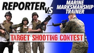 Reporters Take on Marines Indoor Simulated Marksmanship Trainer [upl. by Atinet]