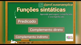 FUNÇÕES SINTÁTICASpredicado e complemento direto e indireto [upl. by Cram801]