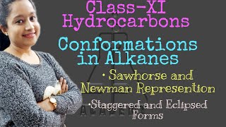 ClassXI Hydrocarbons Conformation of Alkanes Sawhorse Projection Newman Projection [upl. by Bradman642]