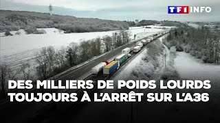 Neige  des milliers de poids lourds toujours à larrêt sur lA36｜TF1 INFO [upl. by Reinert]