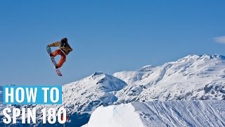 How to 180 Jump on a Snowboard  Regular 180 Trick Tip [upl. by Durman]