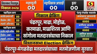 LIVE  पंढरपूरमंगळवेढा माढा मोहोळ करमाळा माळशिरस आणि सांगोला मतदारसंघाचा निकाल लाईव्ह [upl. by Brindell438]