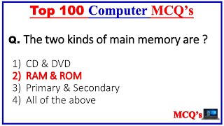 Top 100 Computer Fundamental MCQ  computer fundamental mcq questions with answers [upl. by Lazaruk]