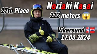 Noriaki Kasai 🇯🇵 51 yo jumps 212 meters  Vikersund 🇧🇻 17032024 [upl. by Felic]