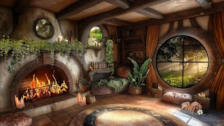 Home of Hobbit fireplace Ambient Fantasy Music for Writing Studying Reading amp knittingcrochet [upl. by Leupold409]