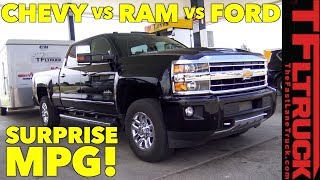 MPG Challenge Silverado Duramax vs Cummins vs Power Stroke [upl. by Melac]