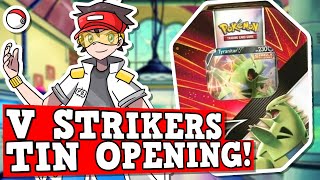 TYRANITAR V Strikers Tin OPENING  PokéFacts Pack Opening [upl. by Nosyrb]