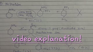 although amino group is o p directing in electrophe subst on nitration gives m nitroaniline [upl. by Thury]