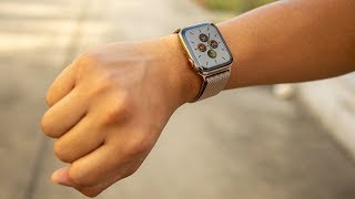 Apple Watch Series 5 Unboxing in Gold Stainless Steel  Gold Milanese Loop 44mm GPS  Cellular [upl. by Magena]