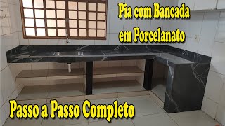 Pia com Bancada em Porcelanato  Reforma da Cozinha [upl. by Elisha]