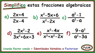 Simplificar Fracciones Algebraicas [upl. by Anelram]