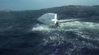 Laser dinghies gybe followed by capsize in 25 kts wind [upl. by Karen]