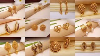 Stud Gold Earrings Designs with Price and Weight  Gold Studs Designs Indhus Jewellery collection [upl. by Atsedom490]