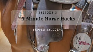 One Minute Horse Hacks  Saddling  Taking the Reins [upl. by Lynnet461]