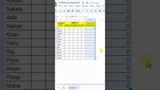 Attendance sheet on Google sheets googlesheets sheets attendance shorts [upl. by Namus]