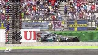 Lewis Hamilton Crash at German GP Hockenheim 2014 [upl. by Nylac]