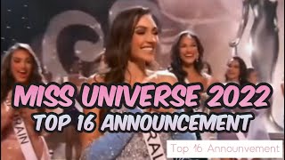 TOP 16 FINALIST OF MISS UNIVERSE 2022 ANNOUNCEMENT [upl. by Aonehc]